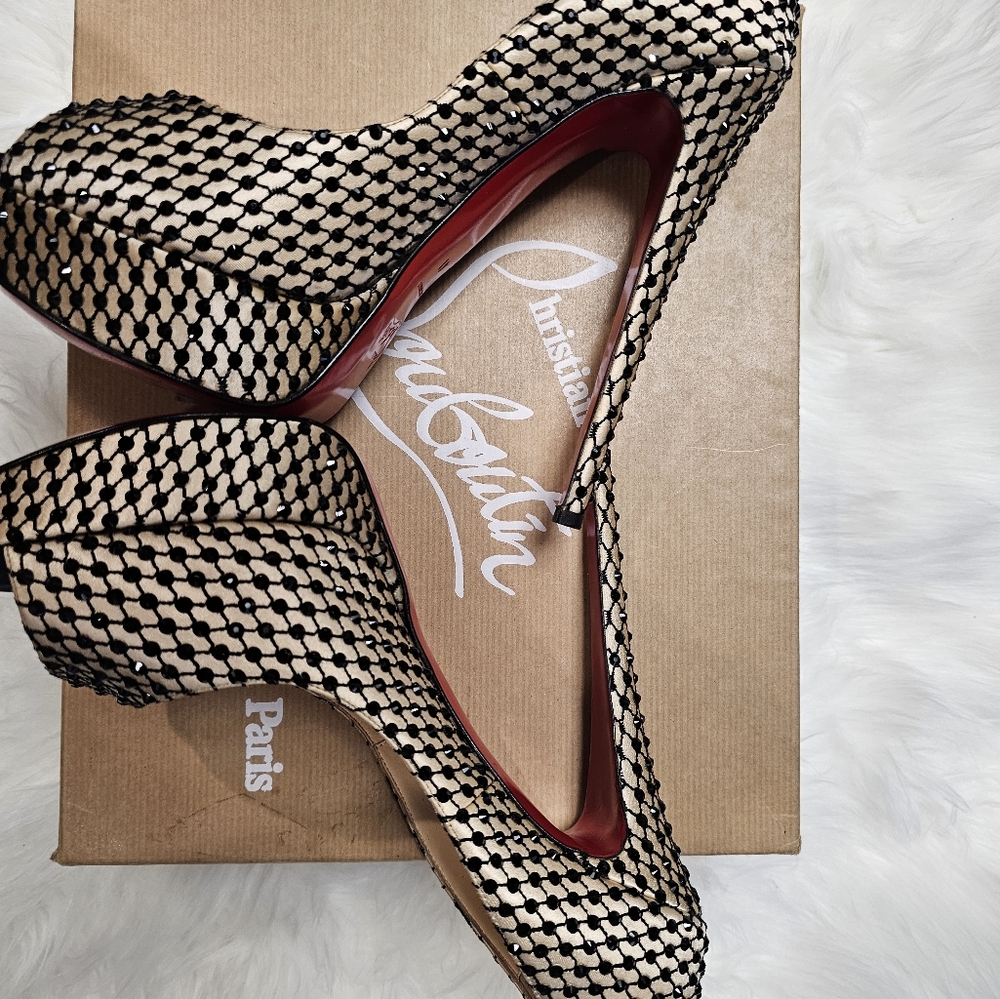 Christian louboutin Daffodile 160 veau velours swarovski crystals platforms